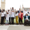 Whooping and cheering outside Parliament